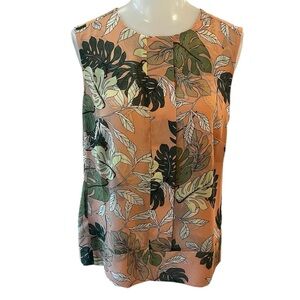 CAbi Tropical Monstera Palm Leaf Sleeveless Blouse size S
